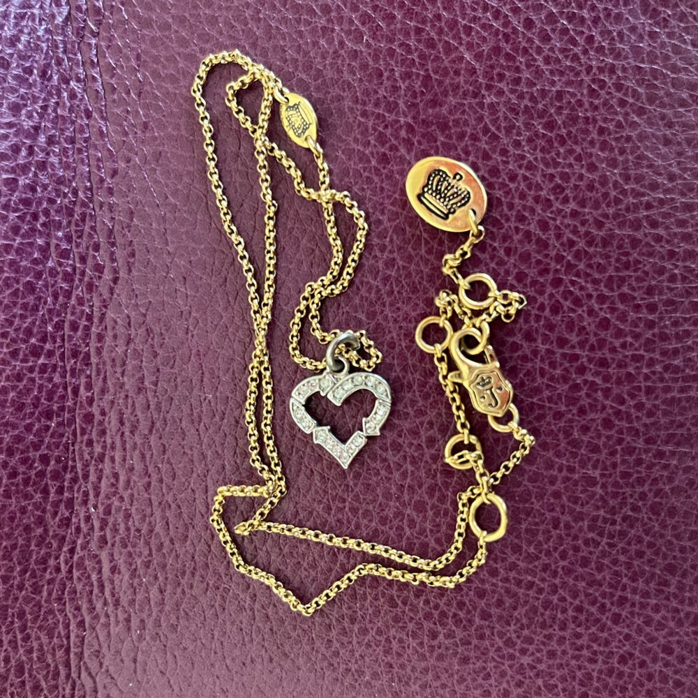 Vintage Juicy Couture Necklace with Recycling Heart Pendant